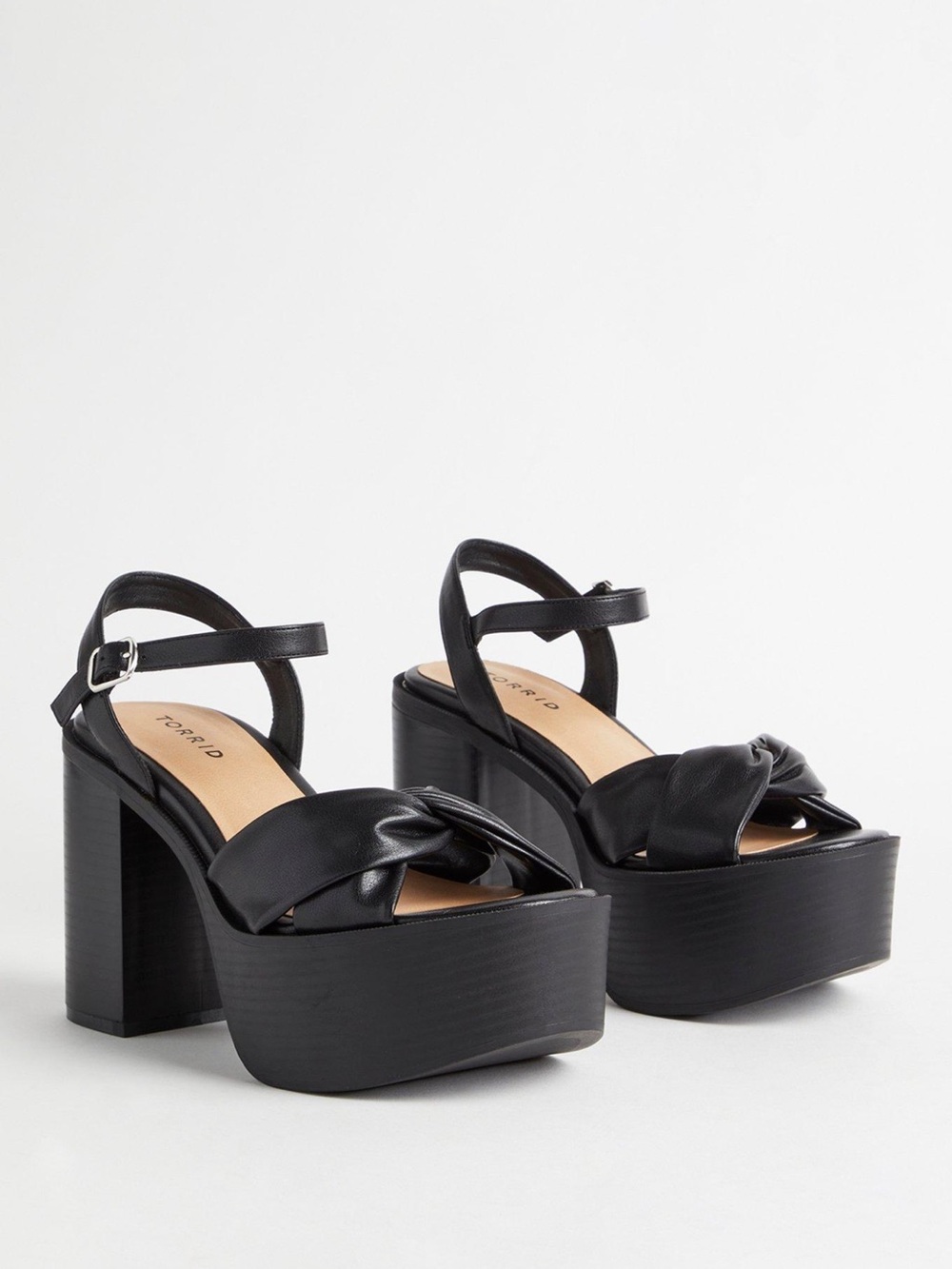 Torrid Soft Knot Heeled Platform Sandals Black Size 9WW